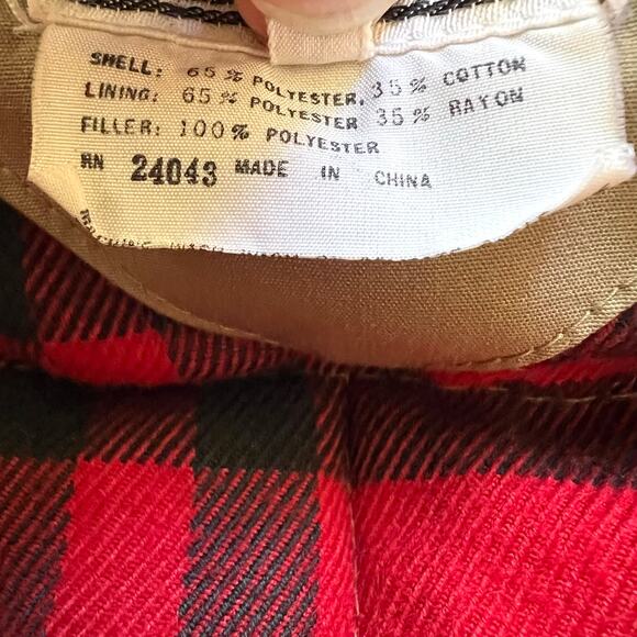 Hardy Amies Vintage London tan bomber jacket L red plaid lining zip/snap pockets - Picture 7 of 8